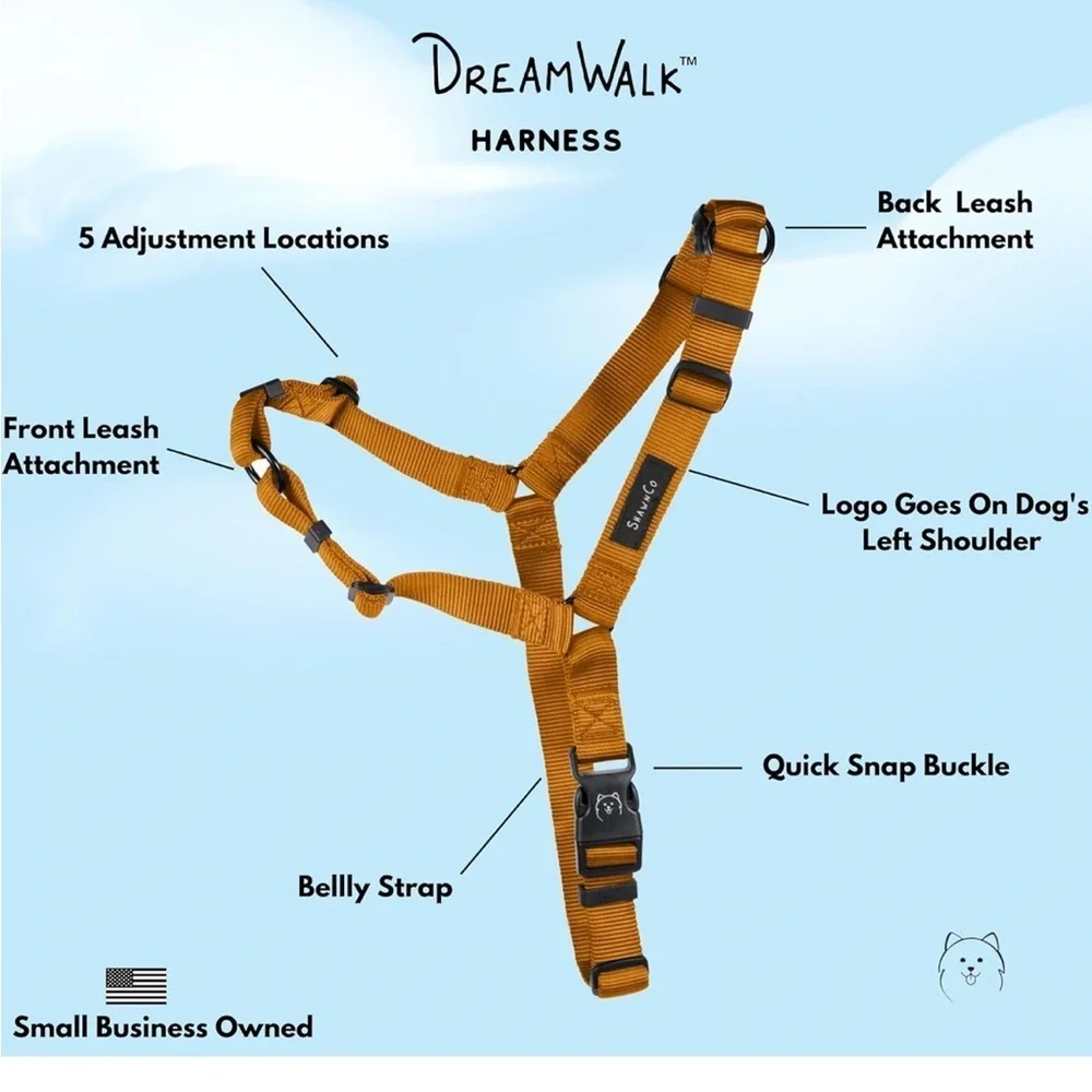 ShawnCo Dream Walk No-Pull Dog Harness- Adjustable,  small new